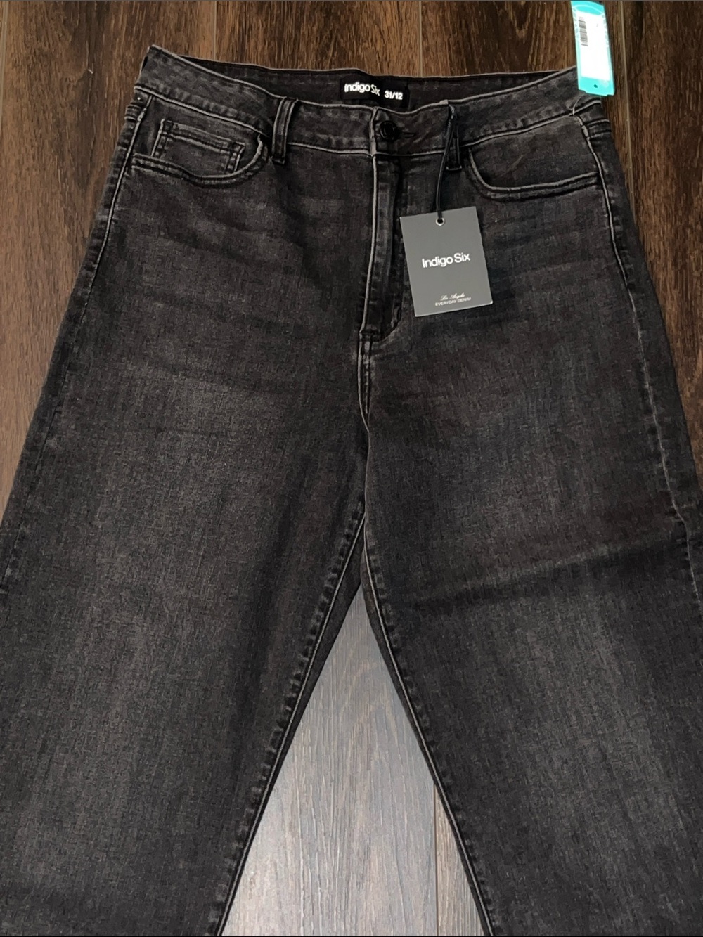 Indigo Six High Rise Slim Straight Jeans, Washed Black, Size:31/12 - Picture 2 of 11